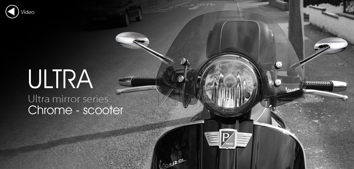 KiWAV motorcycle mirrors Ultra chrome for scooter
