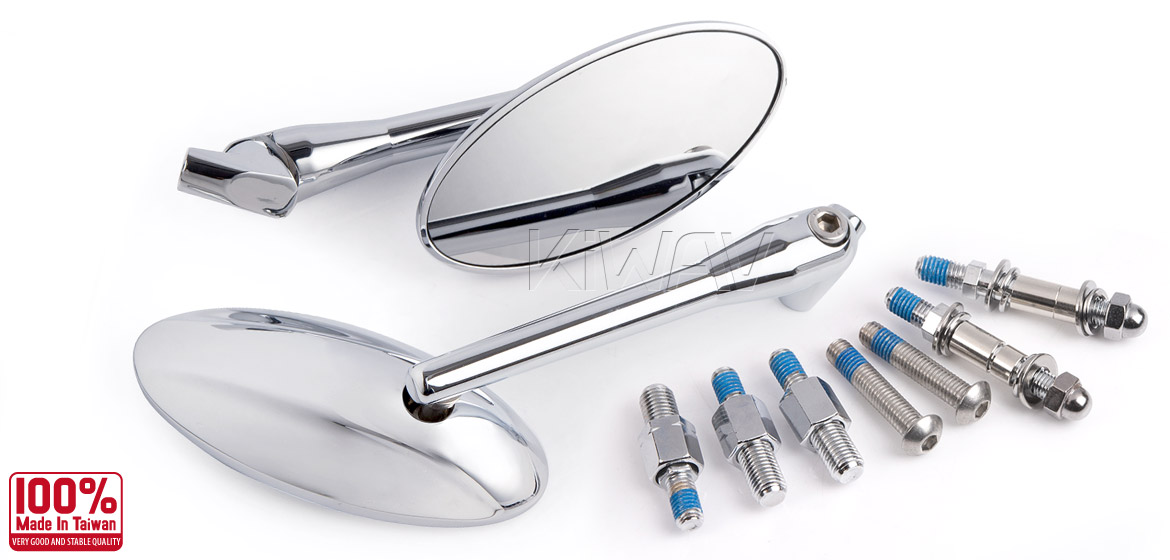 KiWAV motorcycle mirrors Ultra chrome 10mm universal Magazi