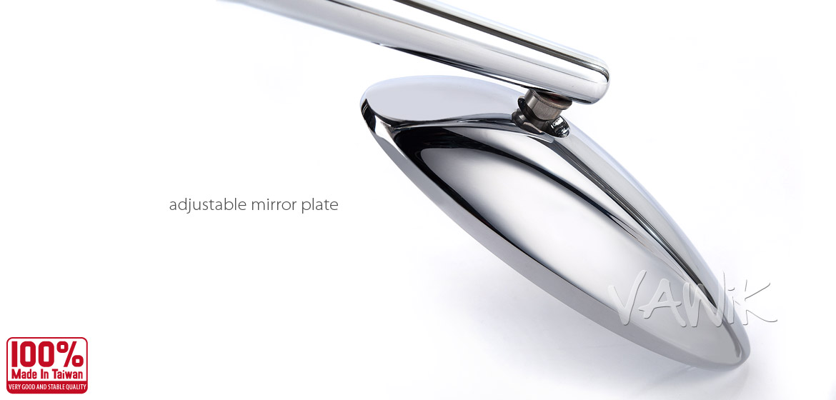 VAWiK motorcycle Ultra chrome sportsbike mirrors with black base for sportsbike