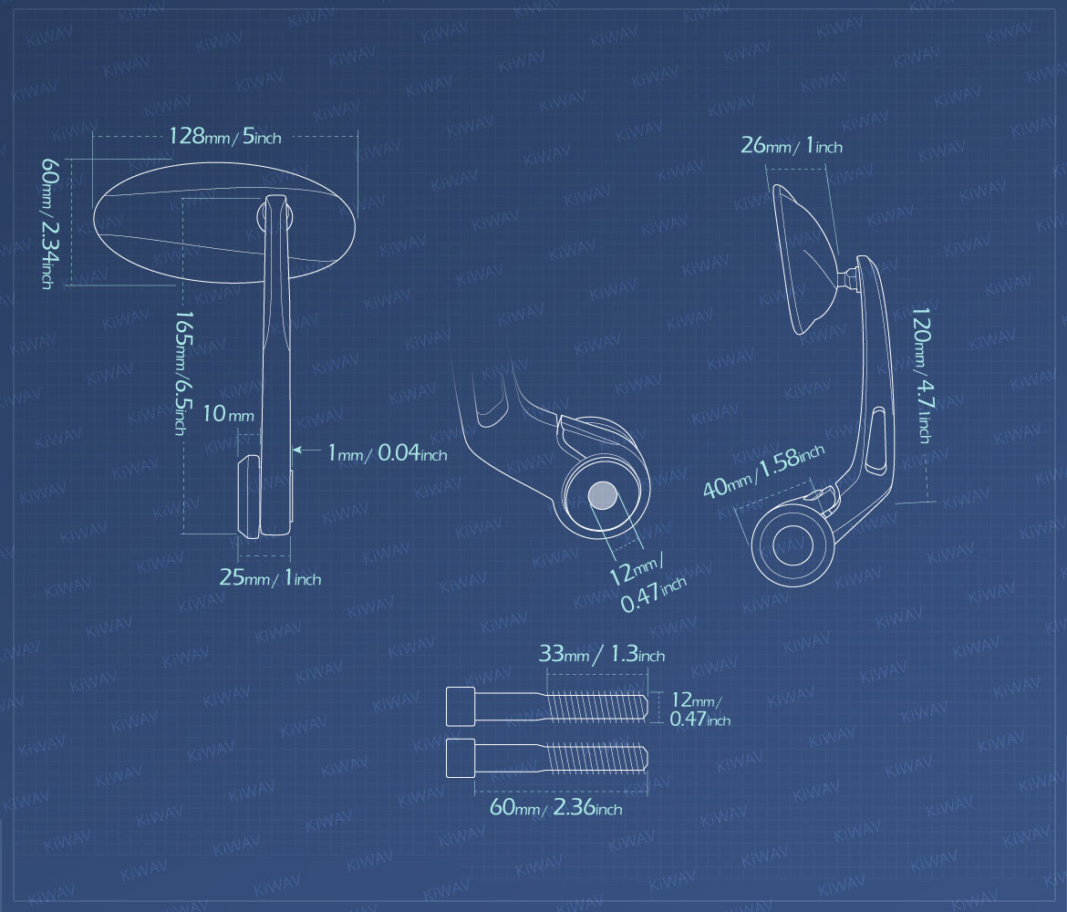 Measurement graph of KiWAV Ultra bmw bar end mirrors