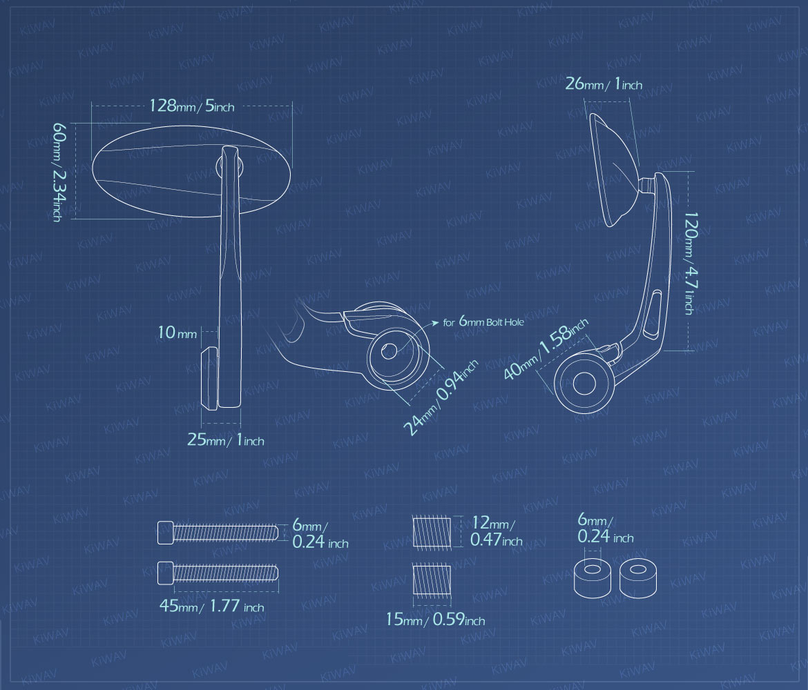 Measurement graph of KiWAV Ultra bmw bar end mirrors