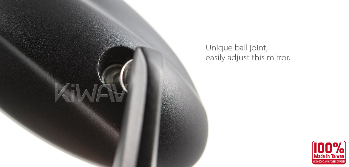 KiWAV motorcycle bar end mirrors Ultra black for 7/8 inch and 1inch hollow end handlebars