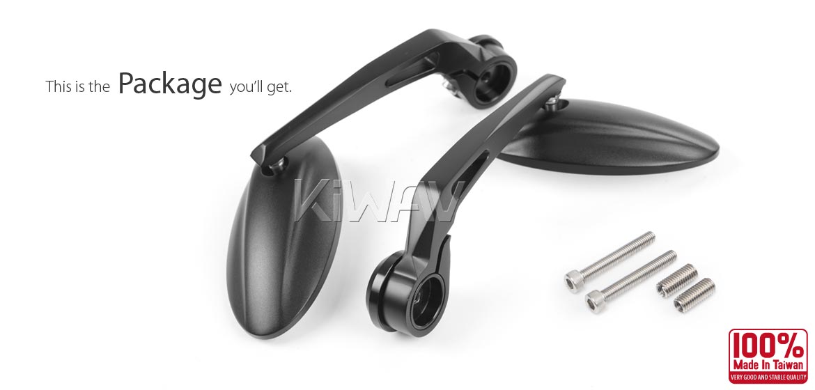 KiWAV motorcycle bar end mirrors Ultra black compatible for Harley Sportster S Nightster 2021-