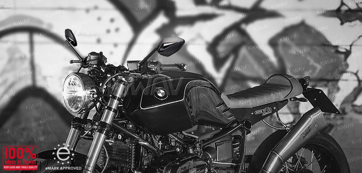 KiWAV motorcycle mirrors Venom black for BMW 10mm 1.5 pitch Magazi