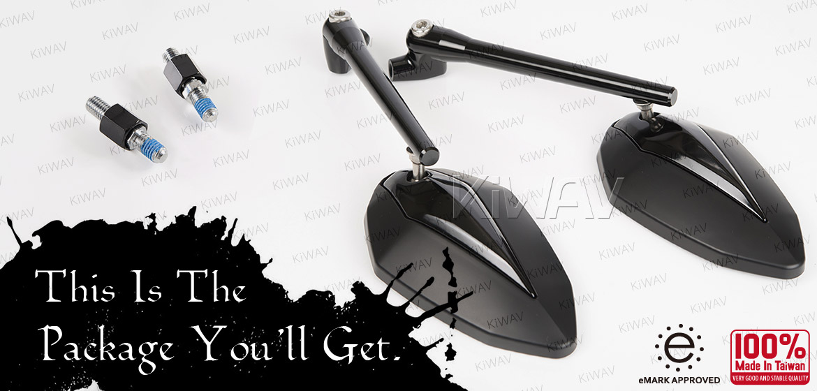 KiWAV motorcycle mirrors Venom black fit Halrey street 750 500 bikes Magazi