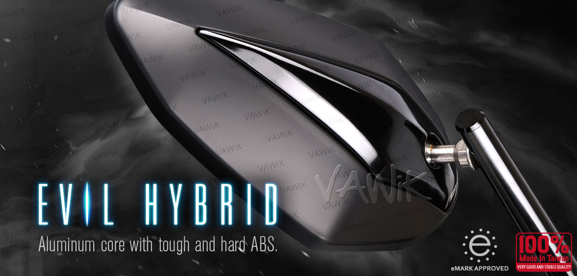 VAWiK motorcycle mirrors Venom black for Harley and Metric 10mm bikes Magazi