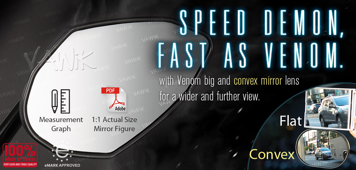 VAWiK motorcycle mirrors Venom black for Harley and Metric 10mm bikes Magazi