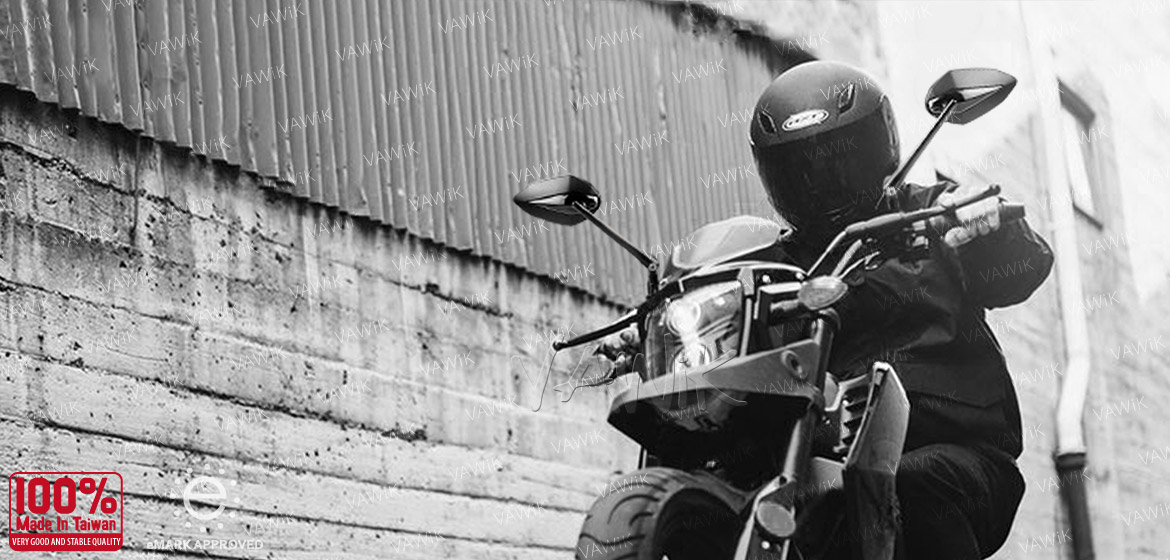 VAWiK motorcycle mirrors Venom black for Harley and Metric 10mm bikes Magazi