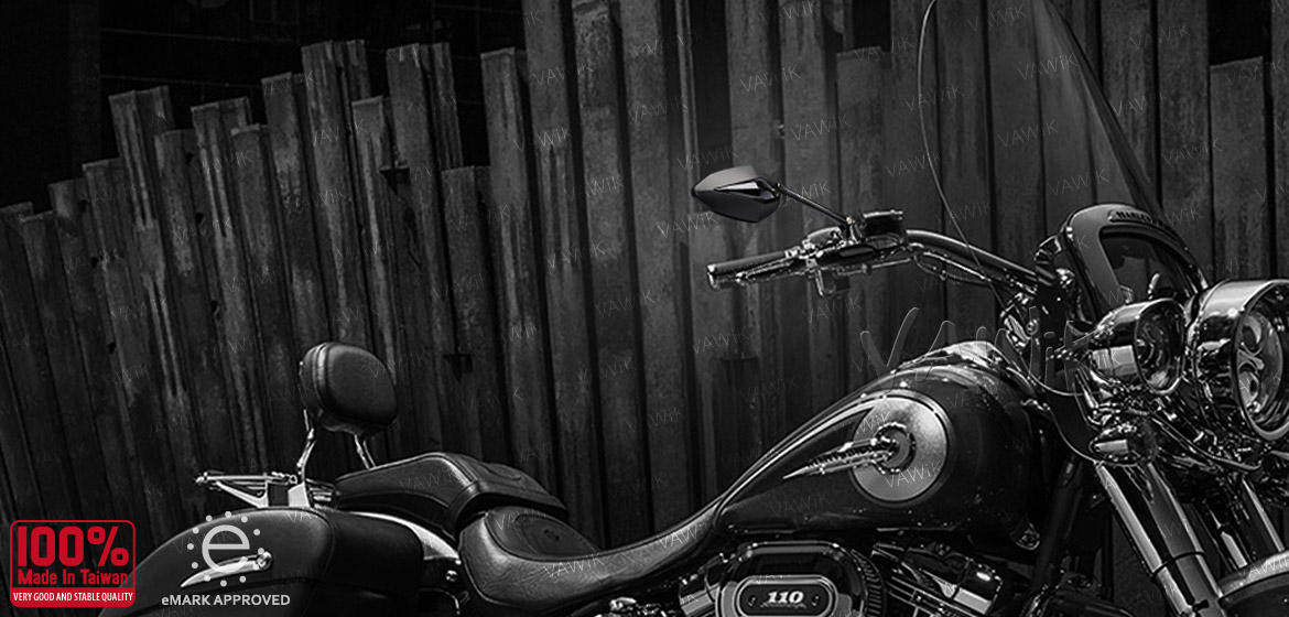 VAWiK motorcycle mirrors Venom black for Harley and Metric 10mm bikes Magazi