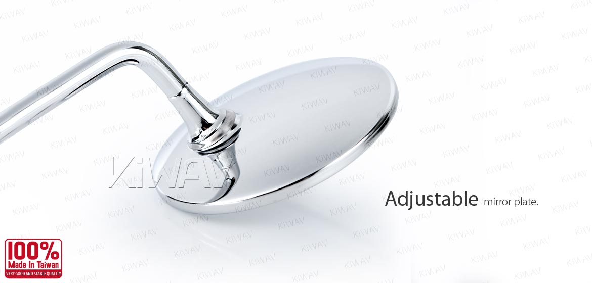 KiWAV ATV rear view mirrors super round chrome for 7/8 inch handlebar mount with silver aluminum clips
