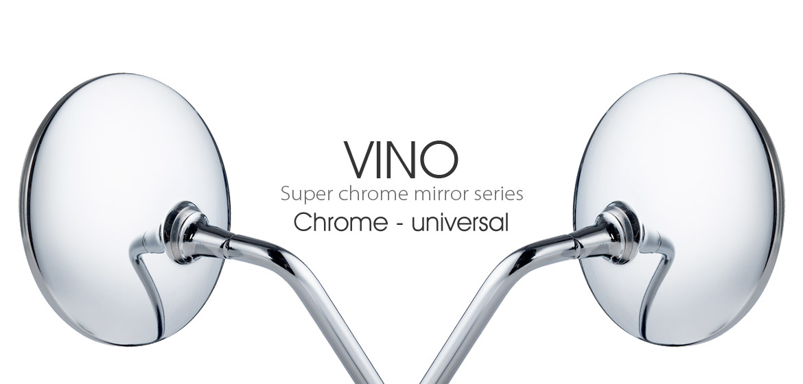 KiWAV motorcycle mirrors universal Super Round Chrome Magazi