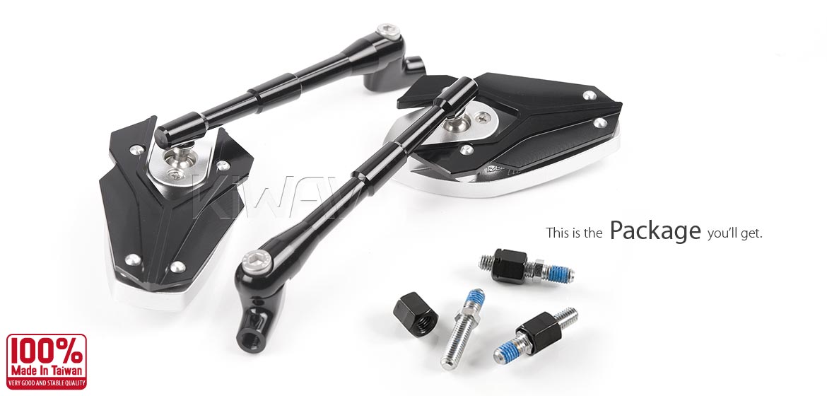 KiWAV Magazi Viper motorcycle mirrors Scooter black