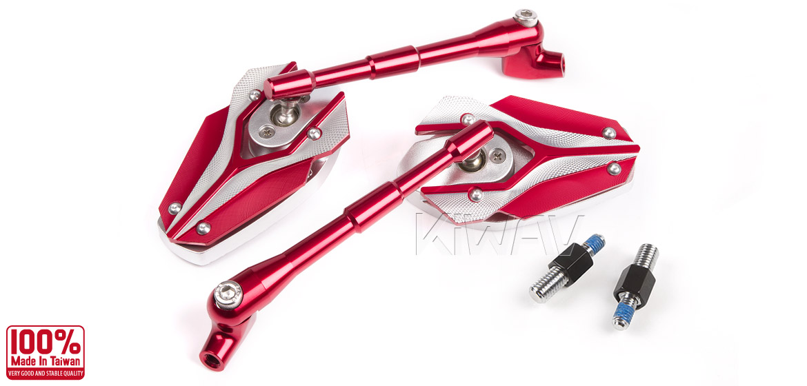 KiWAV Magazi Viper motorcycle mirrors BMW red