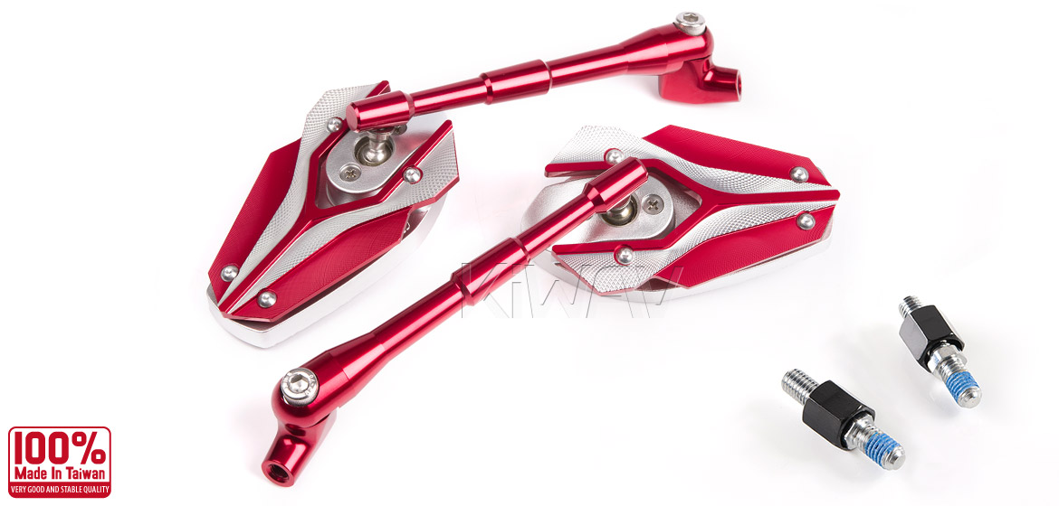 KiWAV Magazi Viper motorcycle mirrors red for Harley Street 750 500