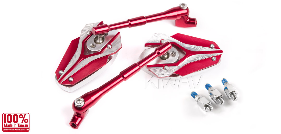 KiWAV Magazi Viper motorcycle mirrors Scooter red