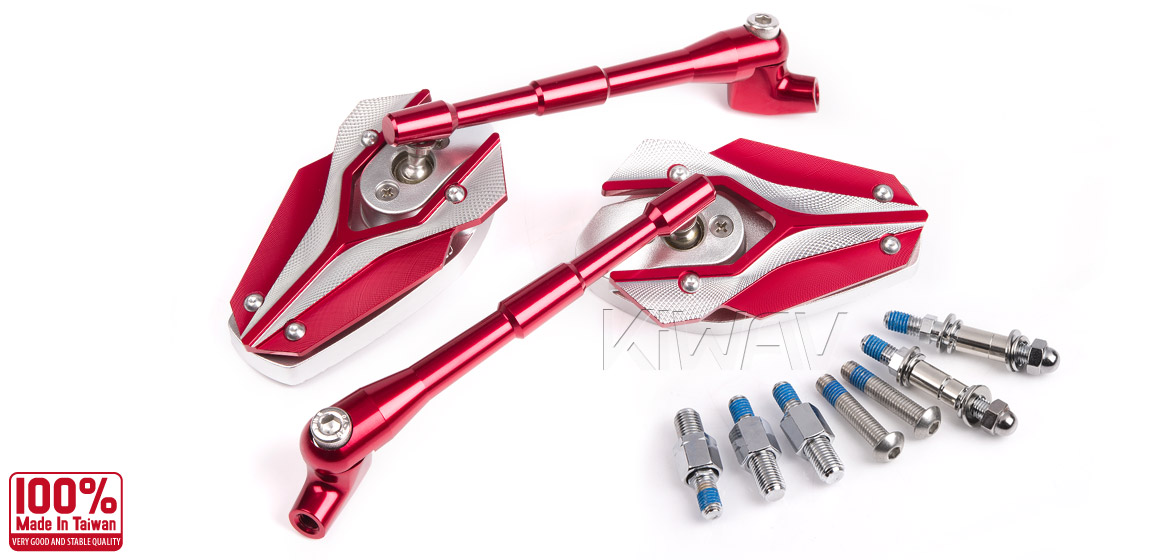 KiWAV Magazi Viper motorcycle mirrors universal red