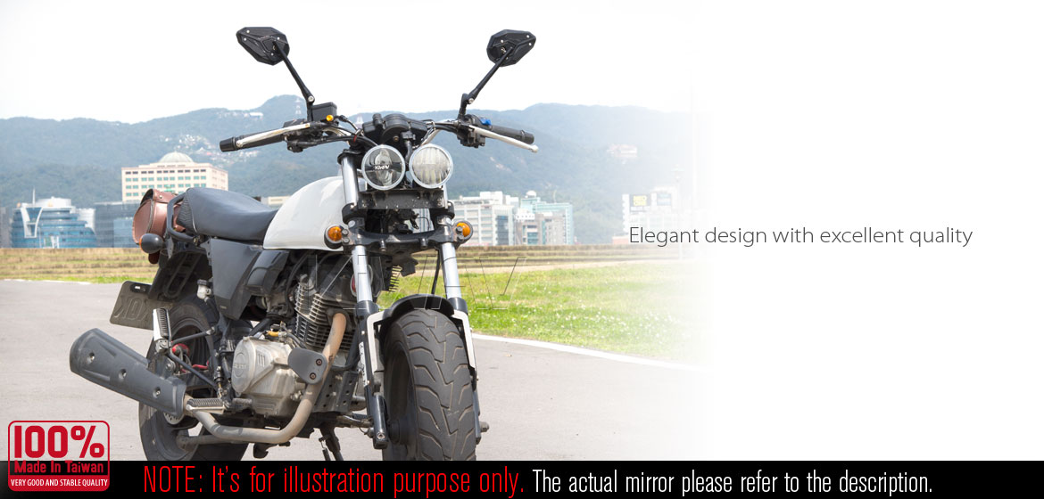 KiWAV ViperII Bblack motorcycle mirrors compatible for 10mm metric and most Harley motorcycles