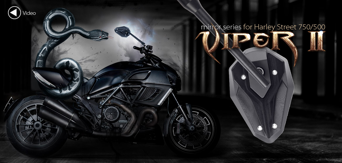 KiWAV ViperII Bblack motorcycle mirrors compatible for Halrey street 750/550 motorcycles
