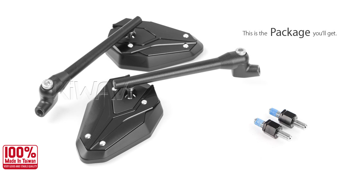 KiWAV ViperII Bblack motorcycle mirrors compatible for Halrey street 750/550 motorcycles