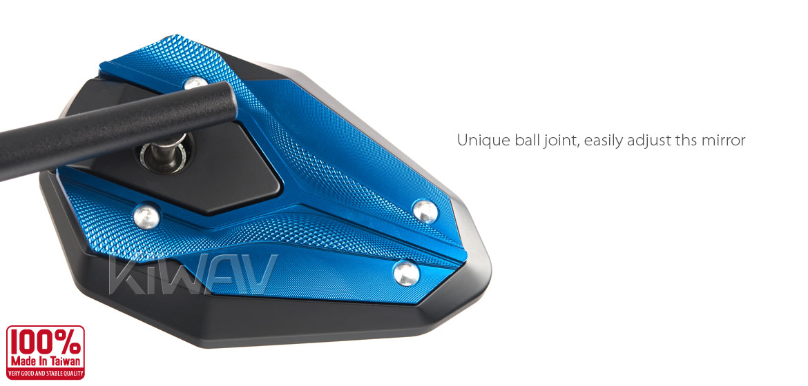 KiWAV ViperII blue motorcycle mirrors fit 8mm mirror thread scooters