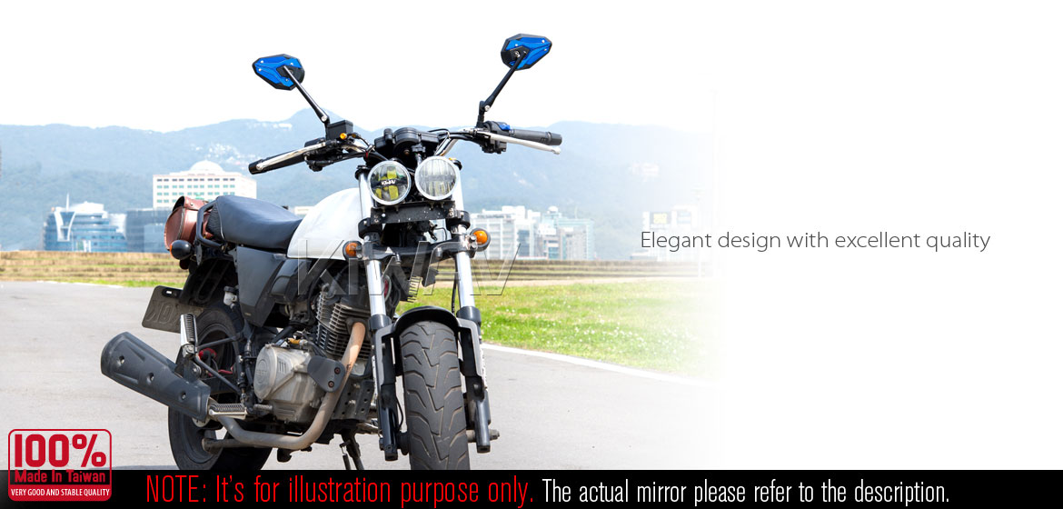 KiWAV ViperII blue motorcycle mirrors fit 8mm mirror thread scooters