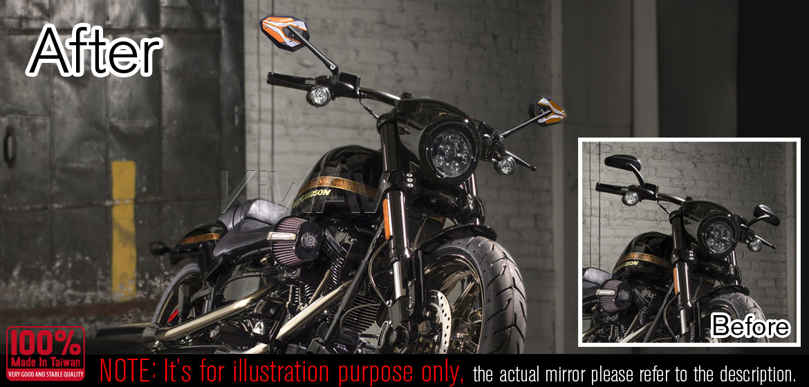 KiWAV ViperII orange motorcycle mirrors fit Halrey street 750 500