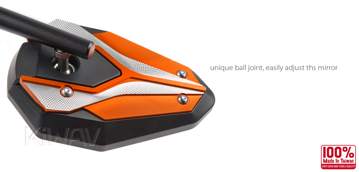 KiWAV ViperII orange motorcycle mirrors fit Halrey street 750 500