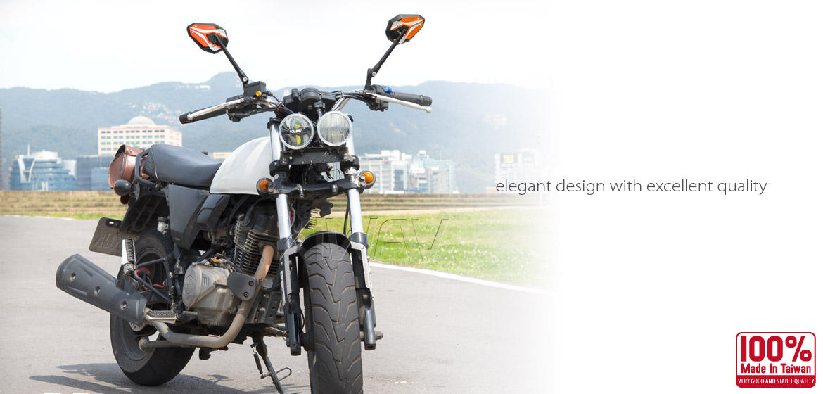 KiWAV ViperII orange motorcycle mirrors fit Halrey street 750 500