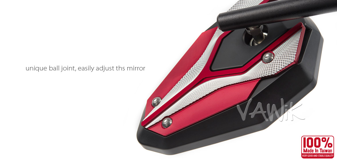VAWiK motorcycle ViperII red Sportsbike Mirrors With Black Base