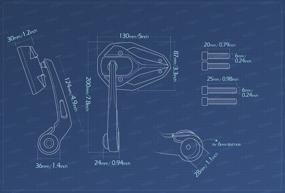 Measurement graph of KiWAV Viper2 bar end mirror for Triumph water-cooled motorcycles