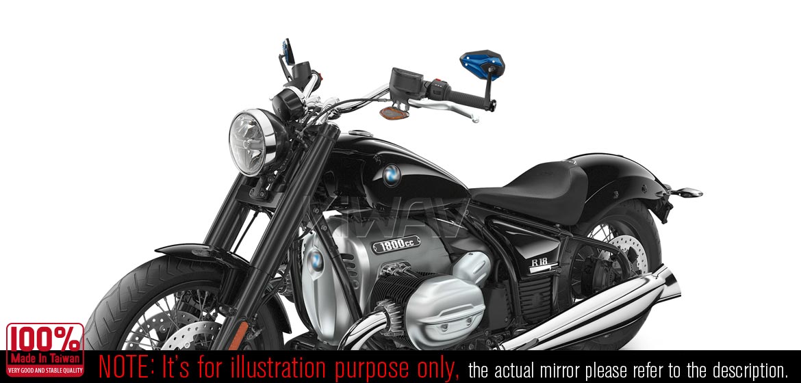 KiWAV motorcycle bar end mirrors ViperII blue compatible with BMW M12 threaded handlebar