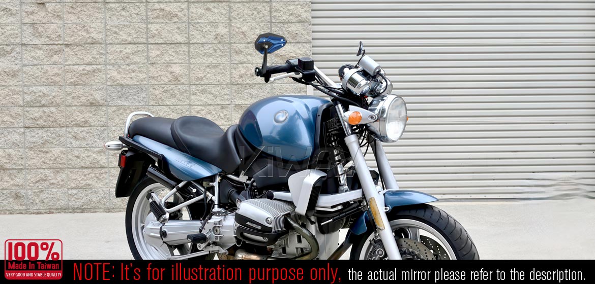 KiWAV motorcycle bar end mirrors ViperII blue compatible with BMW M8 threaded handlebar