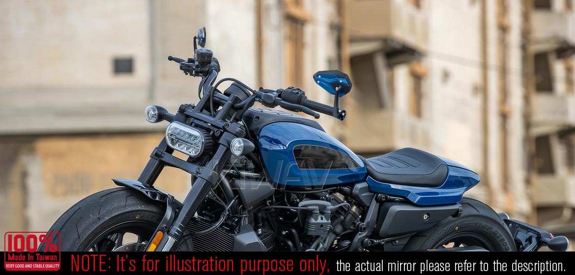 KiWAV motorcycle bar end mirrors ViperII blue compatible with Harley Sportster S Nightster 2021-