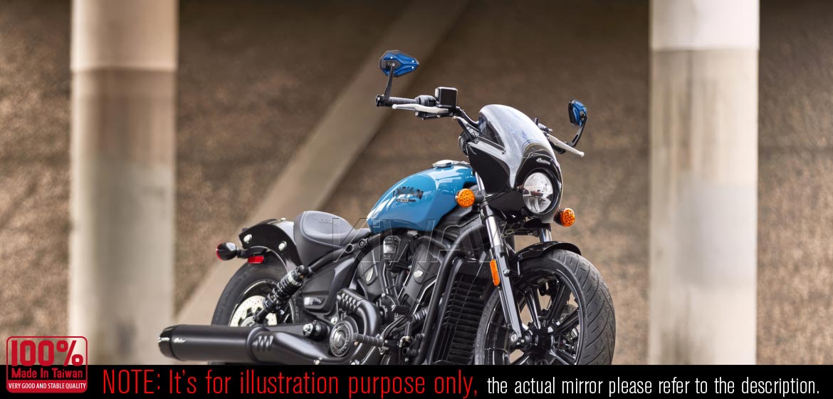 KiWAV motorcycle bar end mirrors ViperII blue compatible with Specific Indian models