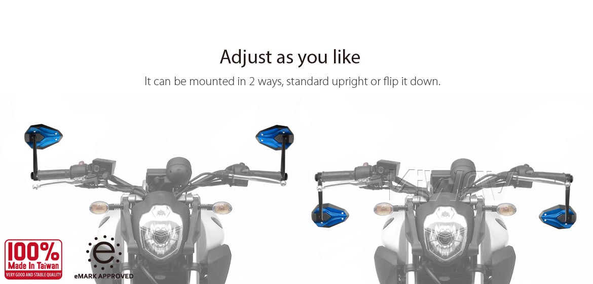 KiWAV motorcycle bar end mirrors ViperII blue compatible for Royal Enfield Interceptor 650