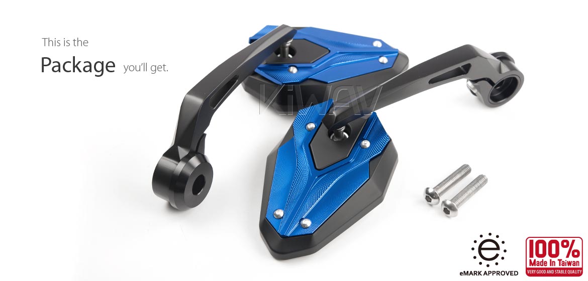 KiWAV motorcycle bar end mirrors ViperII blue compatible with Harley Sportster S Nightster 2021-