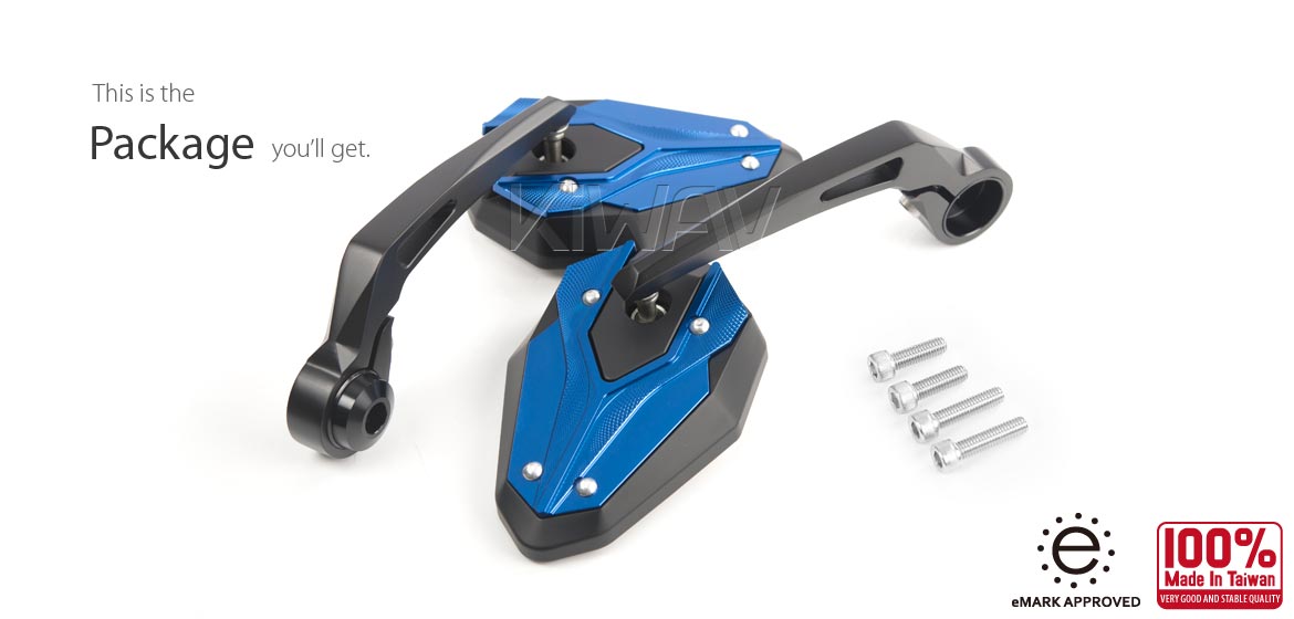 KiWAV motorcycle bar end mirrors ViperII blue for Triumph water-cooled motorcycles