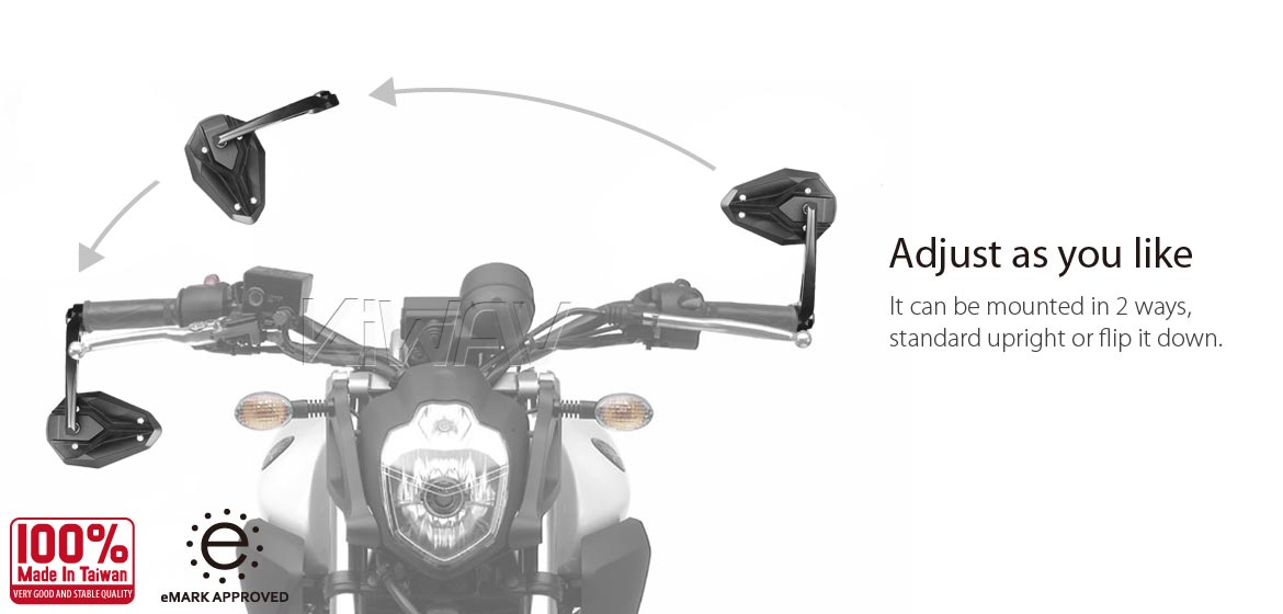 KiWAV motorcycle bar end mirrors ViperII black for Triumph water-cooled motorcycles