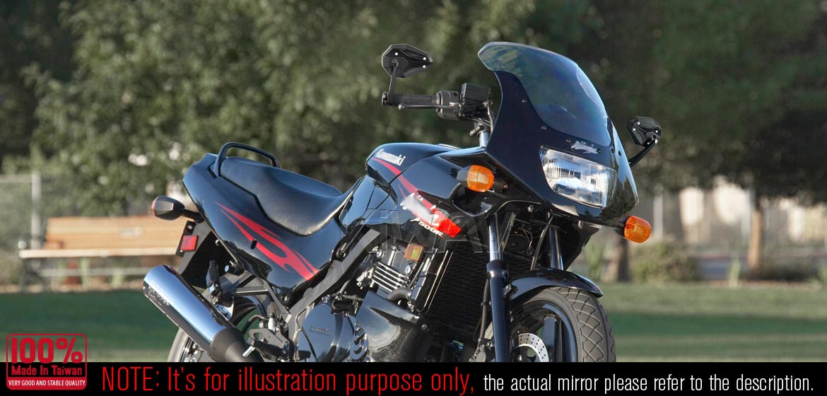 KiWAV motorcycle bar end mirrors ViperII black for M8 threaded handlebar