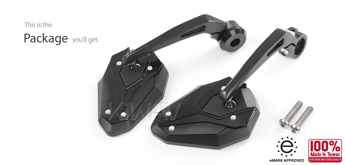 KiWAV motorcycle bar end mirrors ViperII black compatible with Harley Sportster S Nightster 2021-