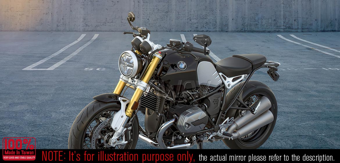 KiWAV motorcycle bar end mirrors ViperII black for most BMW with M12 threaded