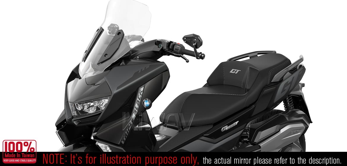 KiWAV motorcycle bar end mirrors ViperII black compatible with BMW M8 threaded handlebar