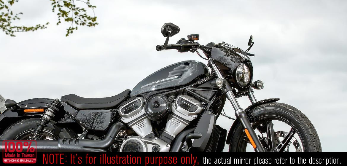 KiWAV motorcycle bar end mirrors ViperII black compatible with Harley Sportster S Nightster 2021-