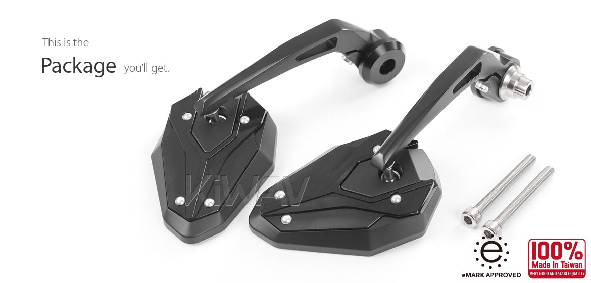 KiWAV motorcycle bar end mirrors ViperII black for Indian Scout Bobber