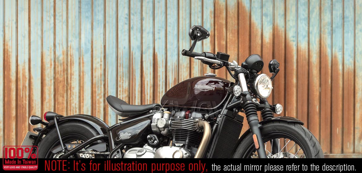 KiWAV motorcycle bar end mirrors ViperII black for 22/25mm handlebar