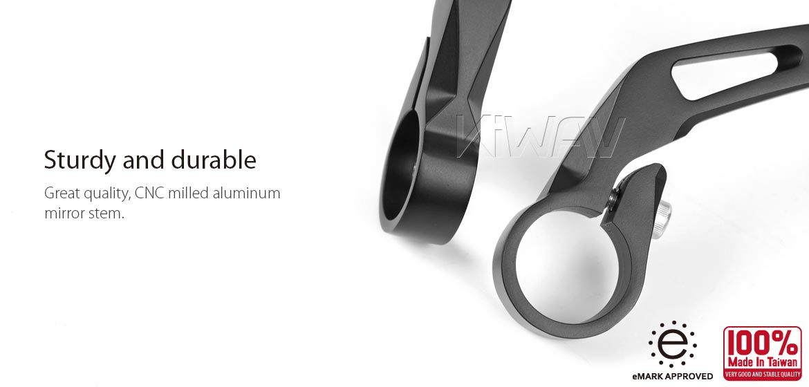 KiWAV motorcycle bar end mirrors ViperII black for 22/25mm handlebar