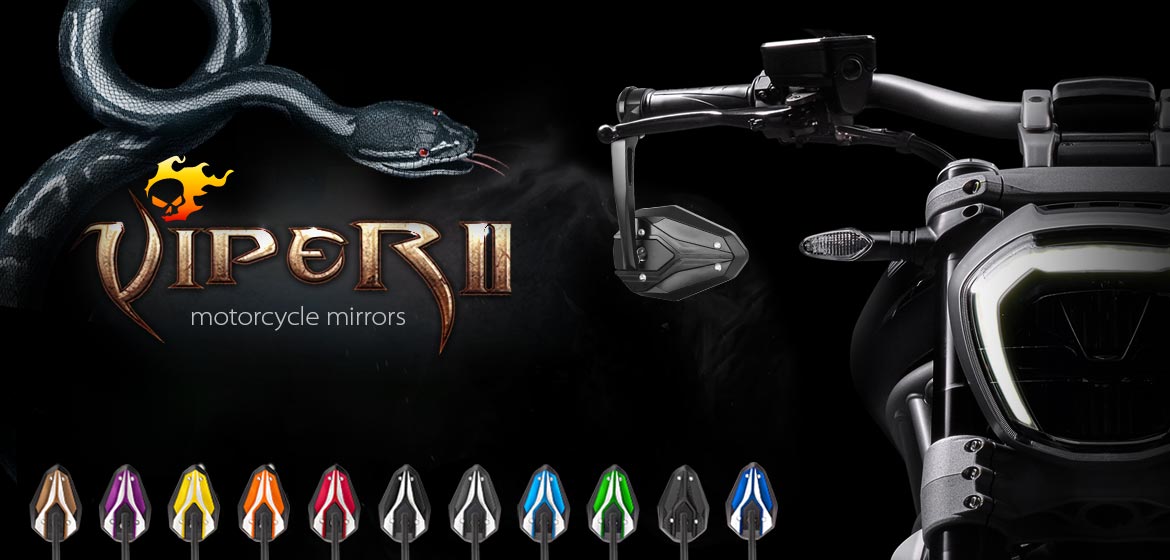 VAWiK motorcycle bar end mirrors ViperII black for 7/8 inch and 1inch hollow end handlebars