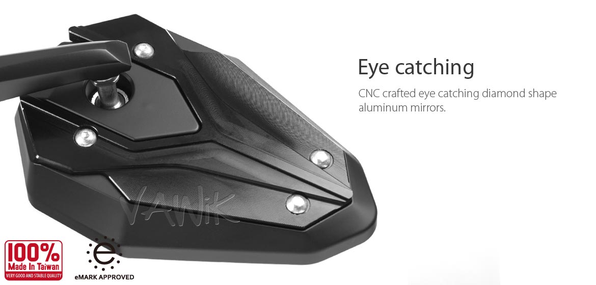 VAWiK motorcycle bar end mirrors ViperII black for 7/8 inch and 1inch hollow end handlebars