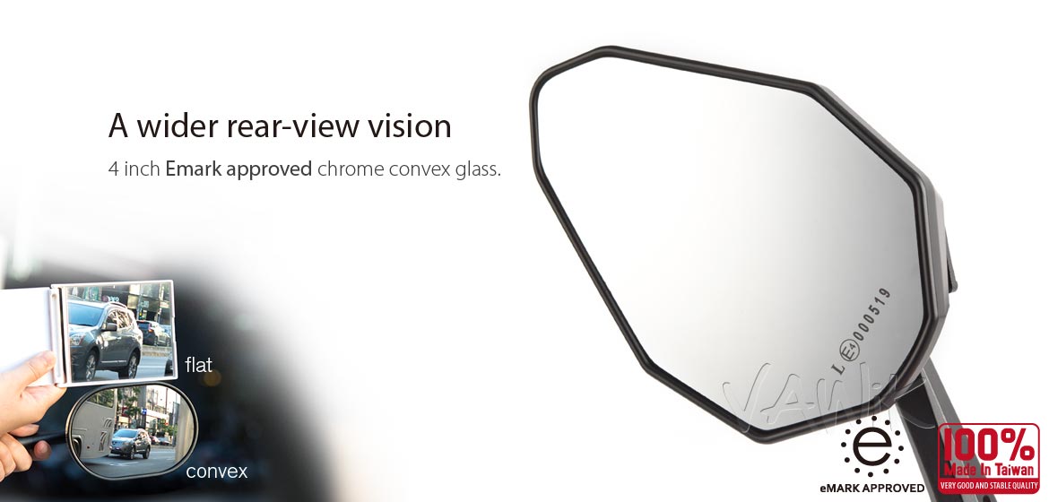 VAWiK motorcycle bar end mirrors ViperII black for 7/8 inch and 1inch hollow end handlebars