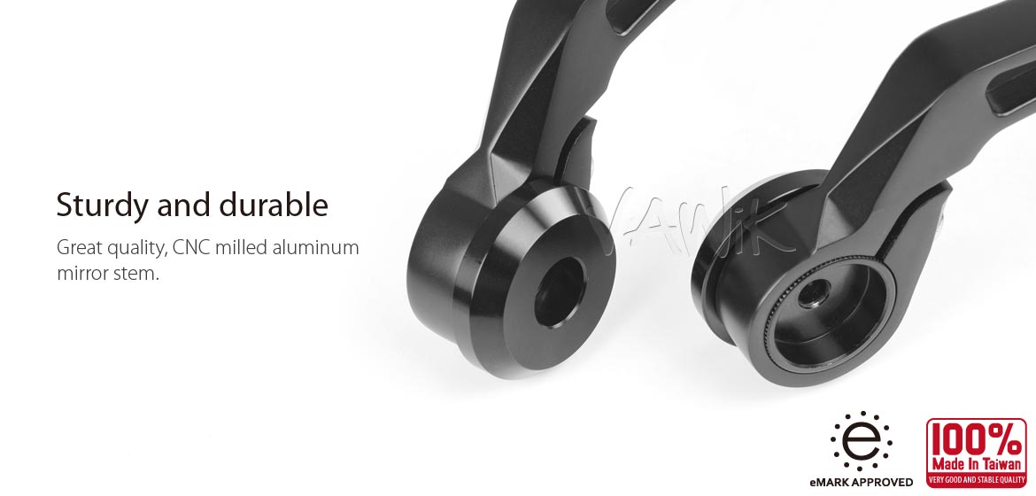 VAWiK motorcycle bar end mirrors ViperII black for 7/8 inch and 1inch hollow end handlebars